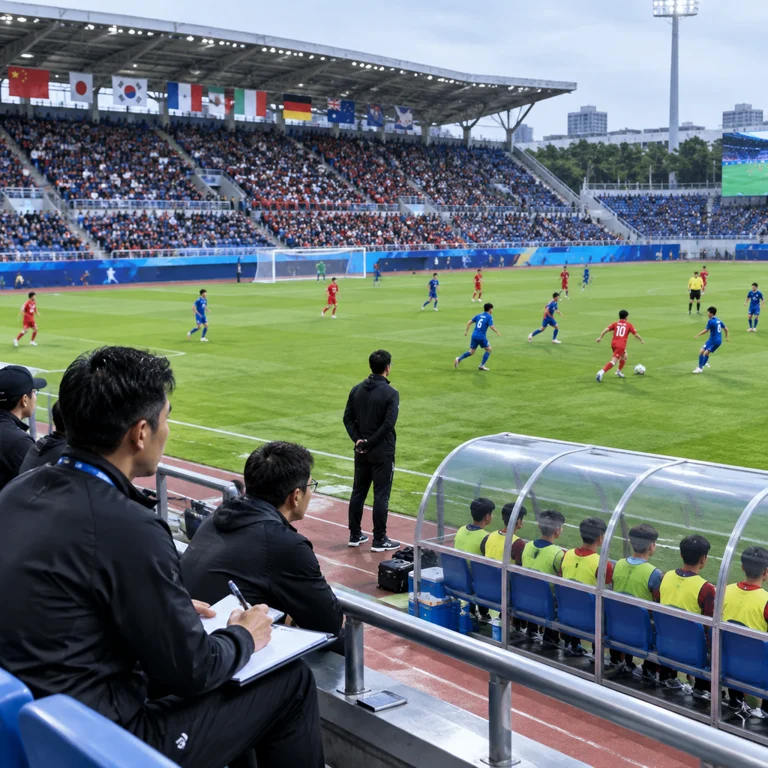 中国U16队与吉尔吉斯斯坦U16队赛前进行比赛观察